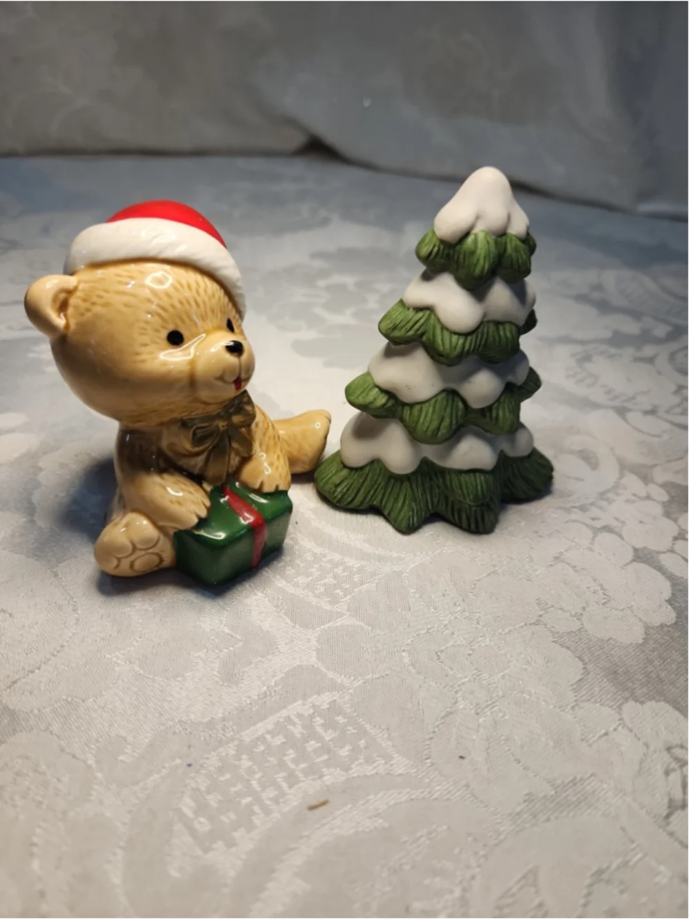 Vintage Homco Ceramic 5101 Christmas Tree & Teddy Bear (JAPAN)Set